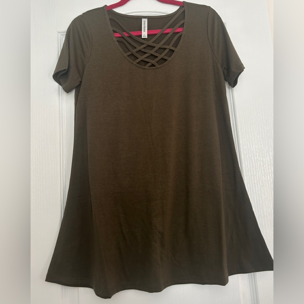 Zenana Premium Tunic/Dress Olive NWOT Size Large